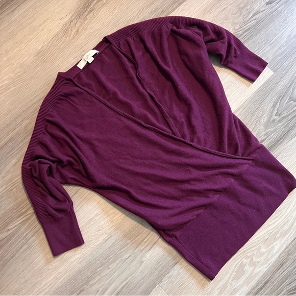 LOFT Women’s Plum Draped Cardigan Size XS - Picture 1 of 6
